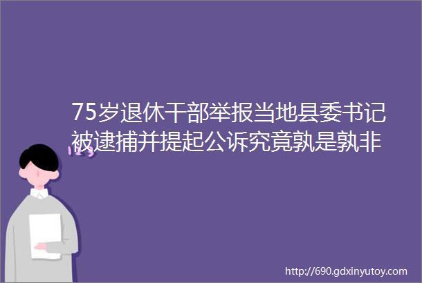 75岁退休干部举报当地县委书记被逮捕并提起公诉究竟孰是孰非